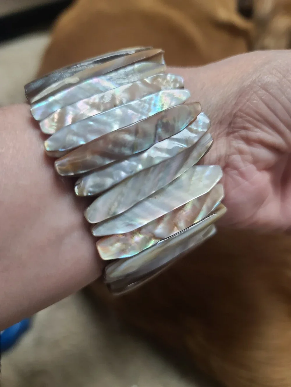 Iridescent Mother-of-Pearl Stretch Bracelet - Women Accessories